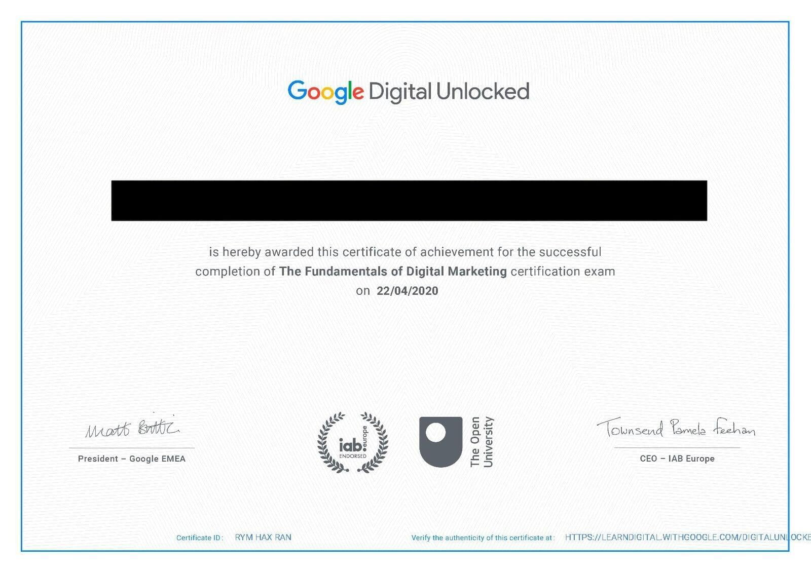 google Certificate